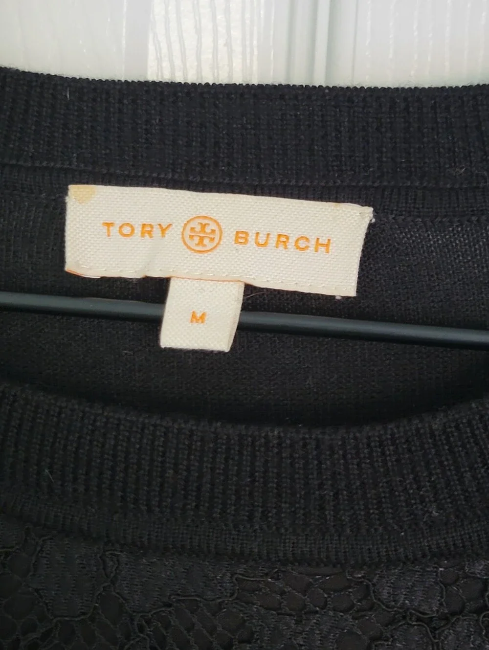 Tory Burch Dina‎ Long Sleeve Lace Top Black M